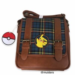 *Flaw* Loungefly Pokémon Pikachu Plaid Faux Leather Pleather Crossbody Bag Purse